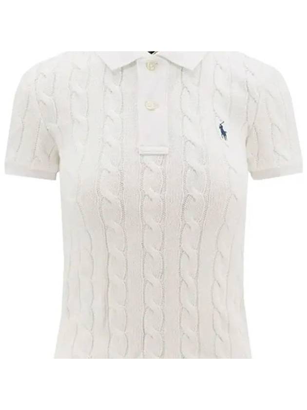 Embroidered Logo Slim Fit Knit Polo Shirt White - POLO RALPH LAUREN - BALAAN 1