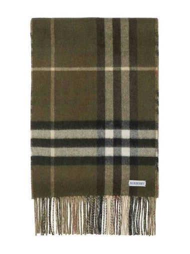 Check Reversible Cashmere Scarf Sand Green - BURBERRY - BALAAN 1