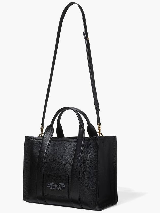 Logo Medium Leather Tote Bag Black - MARC JACOBS - BALAAN 3