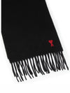 Small Heart Logo Classic Wool Scarf Black - AMI - BALAAN 4