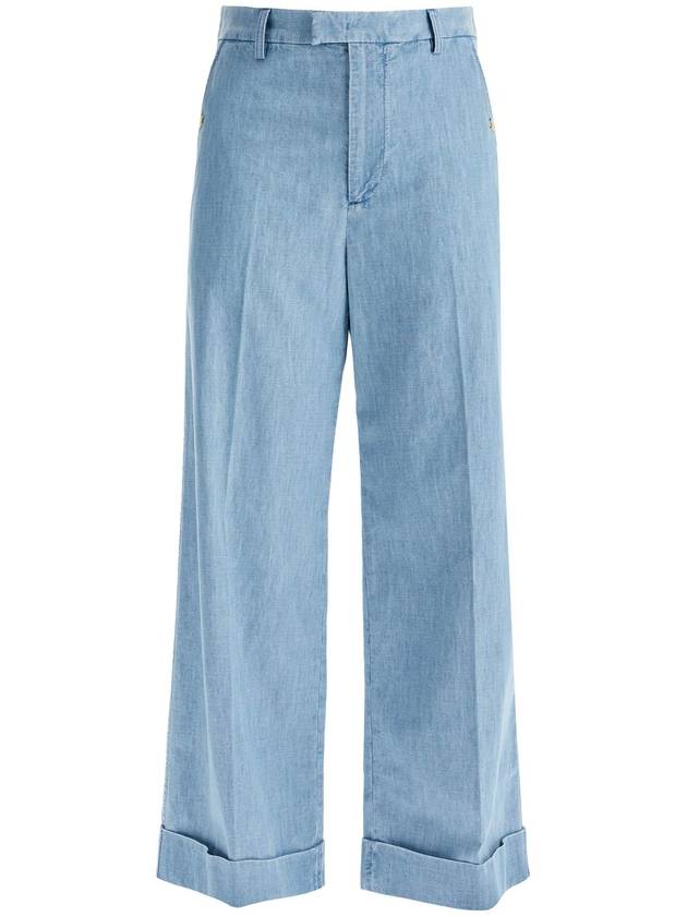 wide cropped fit denim pants - VALENTINO - BALAAN 1