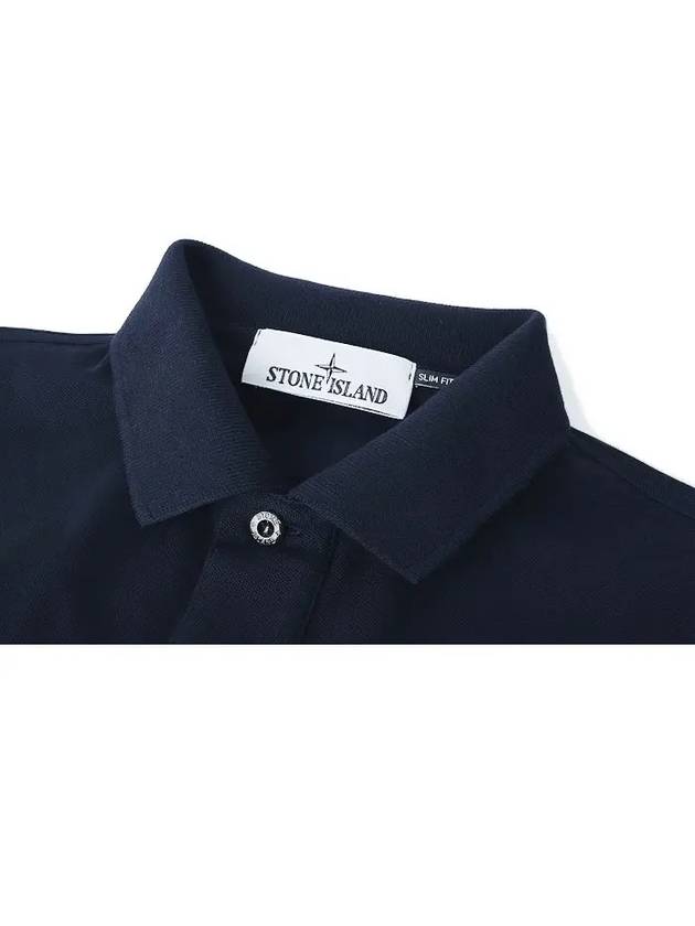 Organic Cotton Elastane Pique Polo Shirt Navy - STONE ISLAND - BALAAN 4