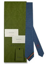 Double G Horsebit Jacquard Slim Silk Tie Blue - GUCCI - BALAAN.