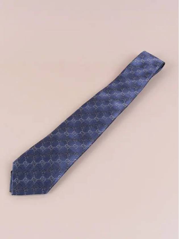 GG Pattern Slim Silk Tie Navy - GUCCI - BALAAN 2