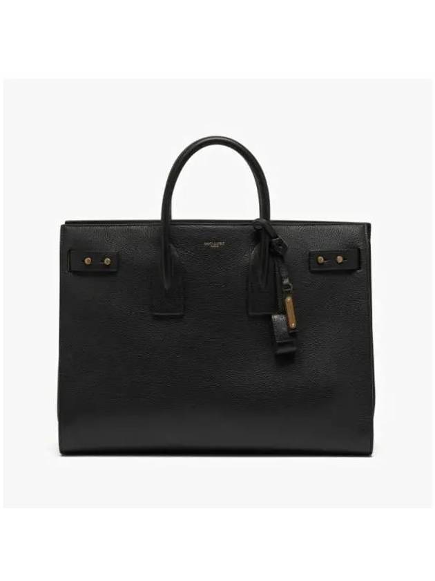 Sac De Jour Thin Large Grain Leather Tote Bag Black - SAINT LAURENT - BALAAN 3