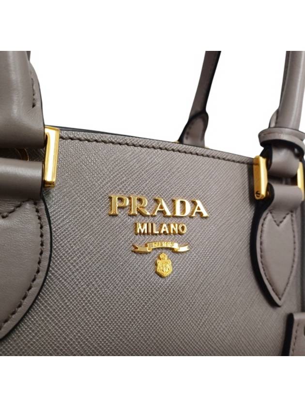 1BA164 Gray Saffiano Two Way Tote Bag Strap - PRADA - BALAAN 7