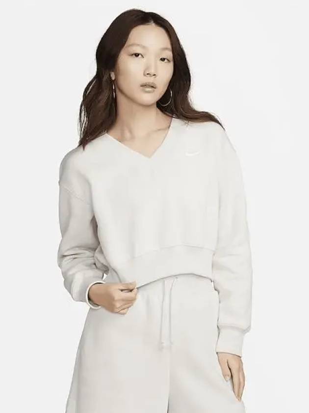 Sportswear Phoenix Fleece Women s Cropped V Neck Top Light Orewood Brown FN3652 104 700054 - NIKE - BALAAN 1