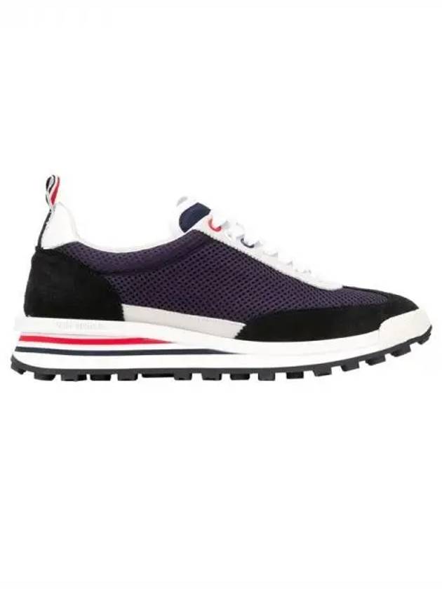 Women's Mesh Suede Back Unlined Tech Runner Low Top Sneakers Navy - THOM BROWNE - BALAAN 2