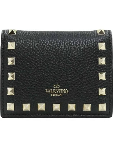 Small Rockstud Half Wallet Black - VALENTINO - BALAAN 1