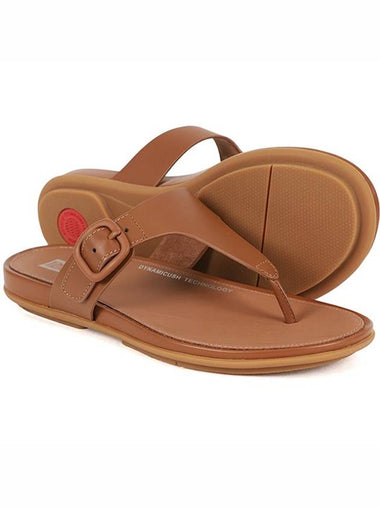 Gracie Rubber Buckle Toe Post Leather Sandals Light Tan - FITFLOP - BALAAN 1