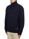 Walter Logo Merino Wool Turtleneck Dark Navy Blue - A.P.C. - BALAAN 3