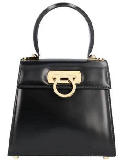 Iconic Top Handle Small Tote Bag Black - SALVATORE FERRAGAMO - BALAAN 2