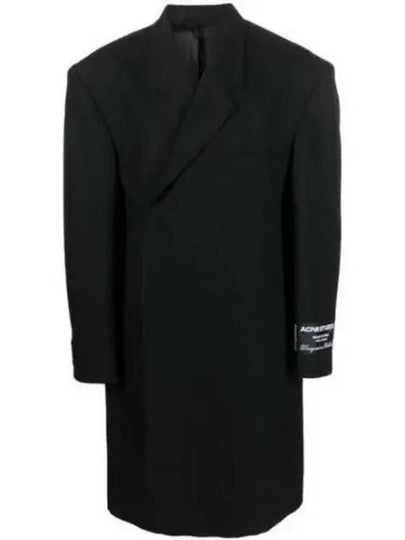 Studios Logo Patch Wool Over Double Coat Black - ACNE STUDIOS - BALAAN 2