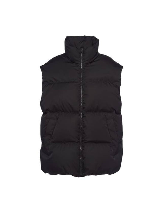 Oversized Re-Nylon Down Vest Black - PRADA - BALAAN 1