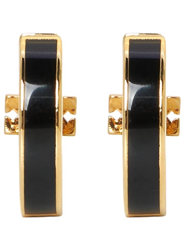 Women's Kira Huggie Hoop Earrings Black - TORY BURCH - BALAAN 6