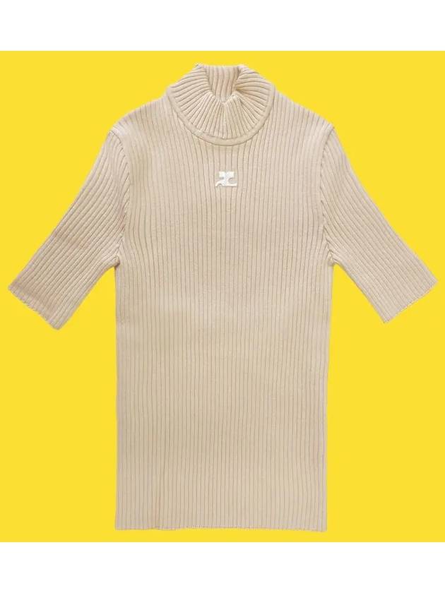 Reedition Knit Short Sleeve Turtle Neck Sand - COURREGES - BALAAN 10