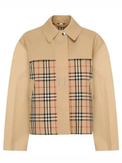 Check Motif Shorts Zip-Up Jacket Beige - BURBERRY - BALAAN 2