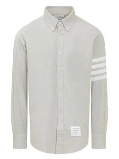 Men's Diagonal Solid Flannel Long Sleeve Shirt Grey - THOM BROWNE - BALAAN 2