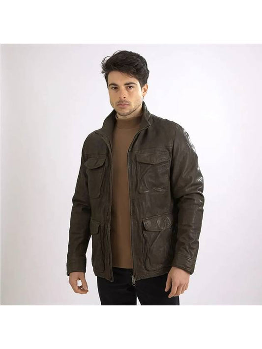 Italian mock neck pocket point sheepskin jacket ALJP125 - IKALOOOK - BALAAN 1