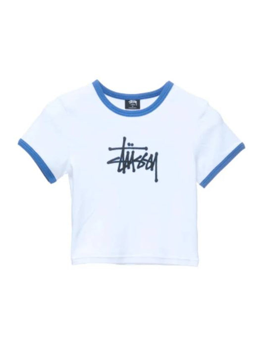 Outlines Ringer Slim Fit Crop Short Sleeve T-Shirt White - STUSSY - BALAAN 1