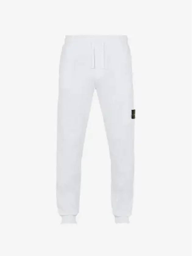 Men's Wappen Patch Cotton Fleece Track Pants White - STONE ISLAND - BALAAN 2