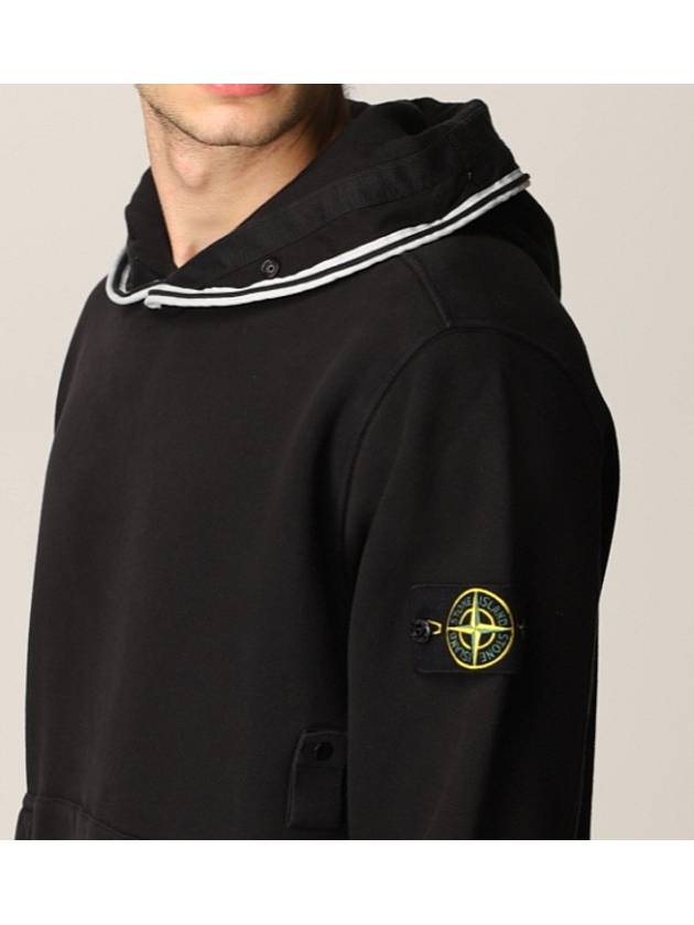 Wappen Patch Cotton Hoodie Black - STONE ISLAND - BALAAN 5