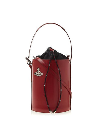 Drawstring Buckle Leather Bucket Bag Red - VIVIENNE WESTWOOD - BALAAN 1