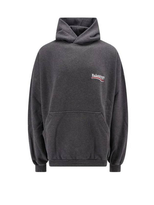 Embroidered Logo Cotton Hoodie Grey - BALENCIAGA - BALAAN 1