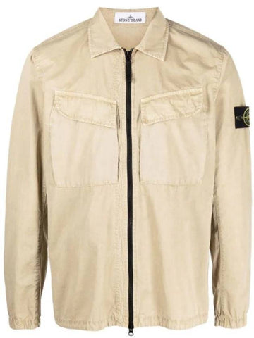 Wappen Patch Old Effect Zip-Up Jacket Beige - STONE ISLAND - BALAAN 1