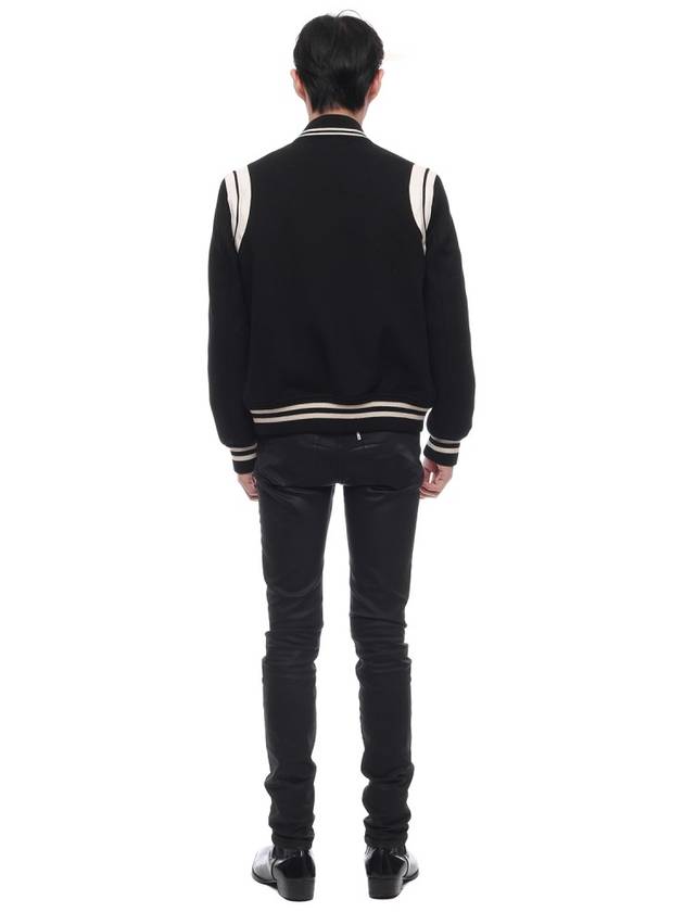 Teddy Bomber Jacket in Wool Black White - SAINT LAURENT - BALAAN 6