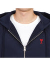 Small Heart Logo Cotton Zip Up Hoodie Night Blue - AMI - BALAAN 9