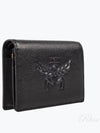 MC Himmel Embossed Logo Leather Snap Wallet MYSESAC03BK - MCM - BALAAN 1