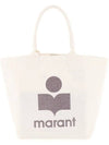 Women's Yenky Glitter Logo Tote Bag White - ISABEL MARANT - BALAAN 3