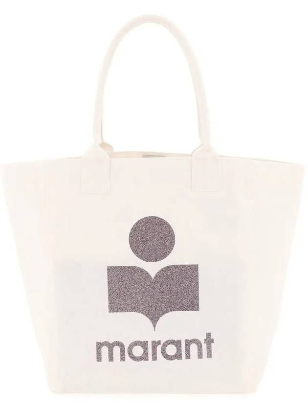 Women's Yenky Glitter Logo Tote Bag White - ISABEL MARANT - BALAAN 3