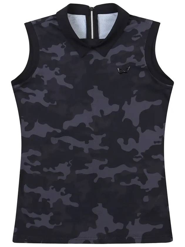 Golf Wear Military Print Sleeveless T-Shirt BLACK - WHITEBALL - BALAAN 4