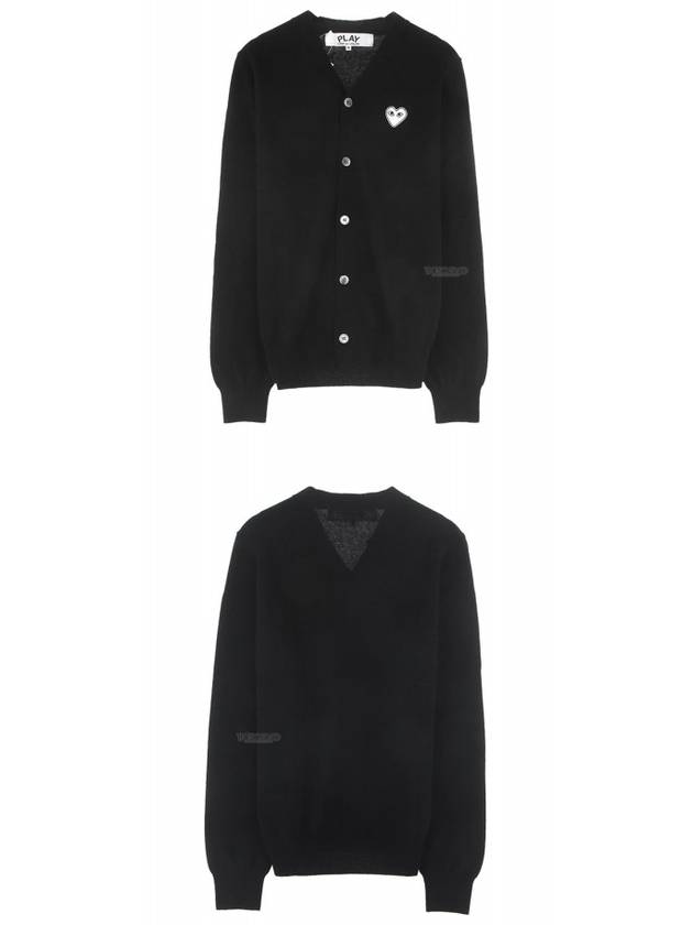 White Heart Waffen V-neck Knit Cardigan Black - COMME DES GARCONS - BALAAN 6