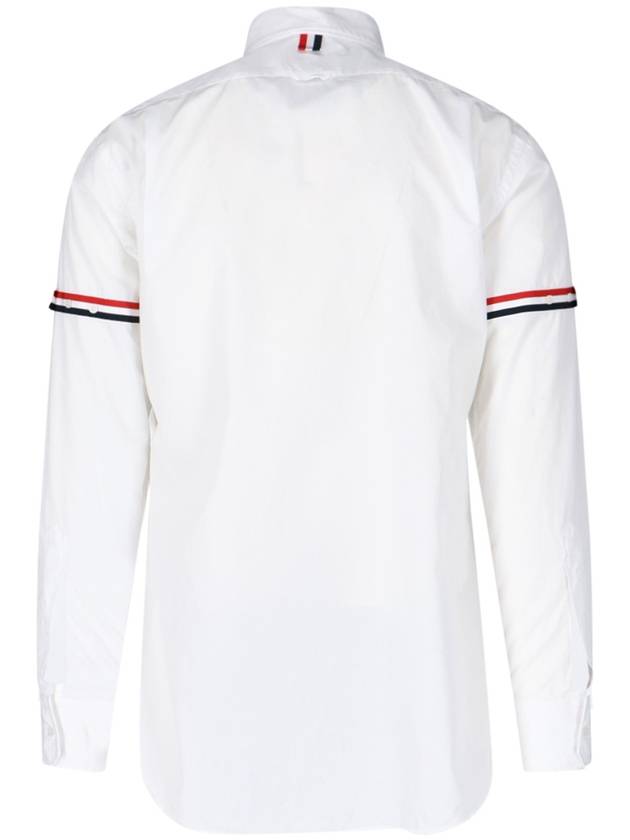 Men's Poplin Grosgrain Armband Classic Long Sleeve Shirt White - THOM BROWNE - BALAAN 4