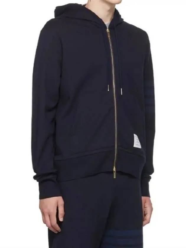 Men's Diagonal Armband Loopback Relaxed Fit Zip Up Hoodie Navy - THOM BROWNE - BALAAN 5