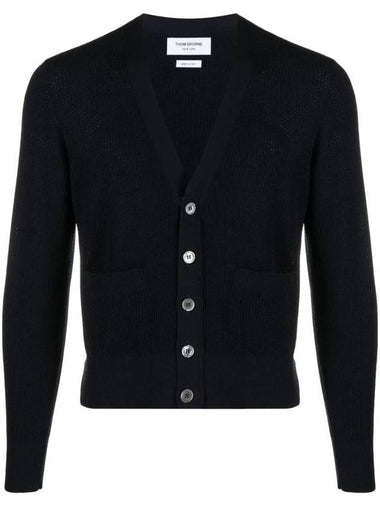 Waffle knit virgin wool cardigan MKC546AY1045 - THOM BROWNE - BALAAN 1