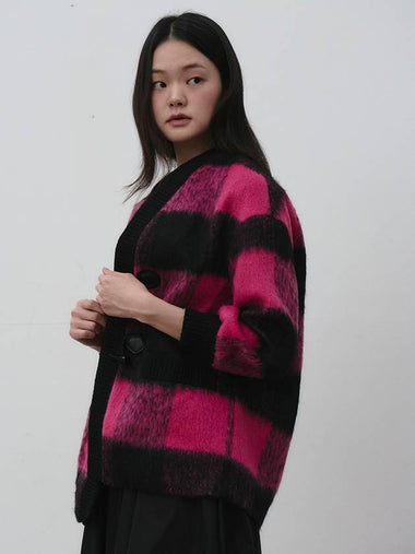 Gingham big check wool half coat pink - THE GREEN LAB - BALAAN 1