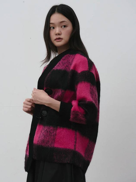 Gingham big check wool half coat pink - THE GREEN LAB - BALAAN 1