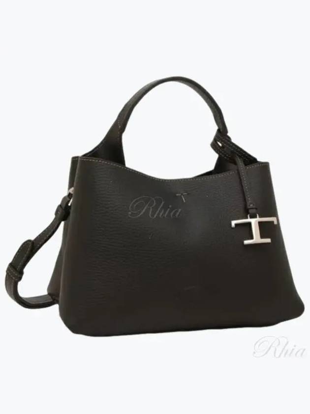 Logo Charm Leather Micro Tote Bag Black - TOD'S - BALAAN 2