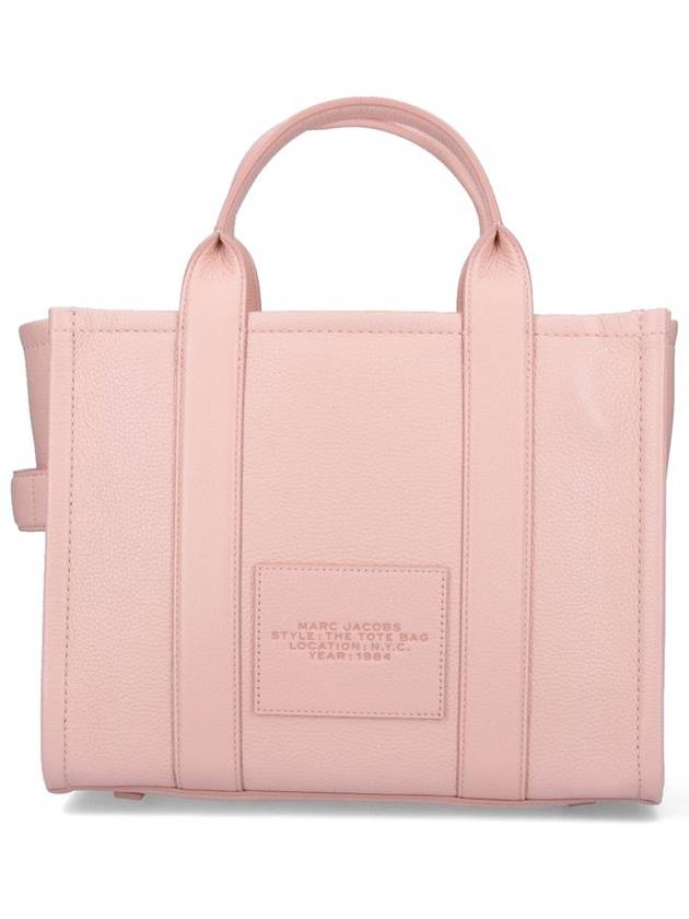 Logo Medium Leather Tote Bag Pink Rose - MARC JACOBS - BALAAN 4