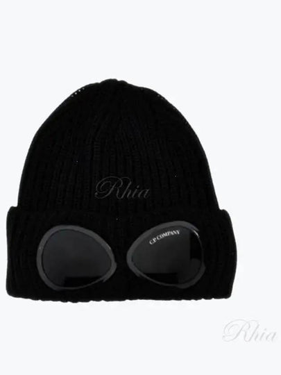 Extra Fine Merino Wool Goggle Beanie Black - CP COMPANY - BALAAN 2