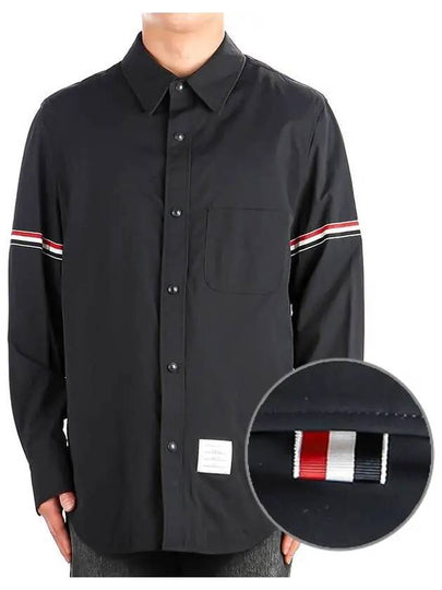 Three Stripes Armband Nylon Long Sleeve Shirt Navy - THOM BROWNE - BALAAN 2