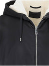 Triangle Logo Re-Nylon Zip Up Hoodie Black - PRADA - BALAAN 3