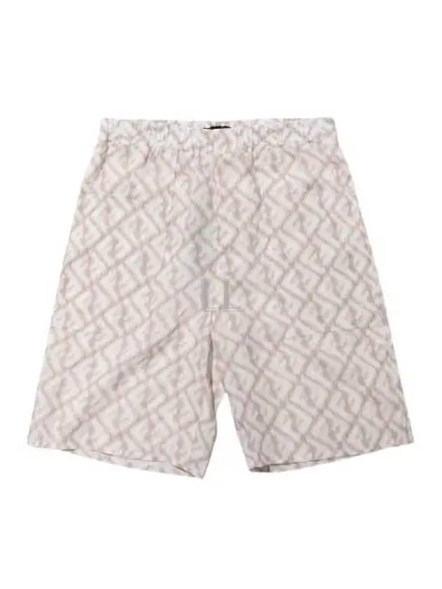 Logo Monogram Linen Bermuda Shorts Beige - FENDI - BALAAN 2