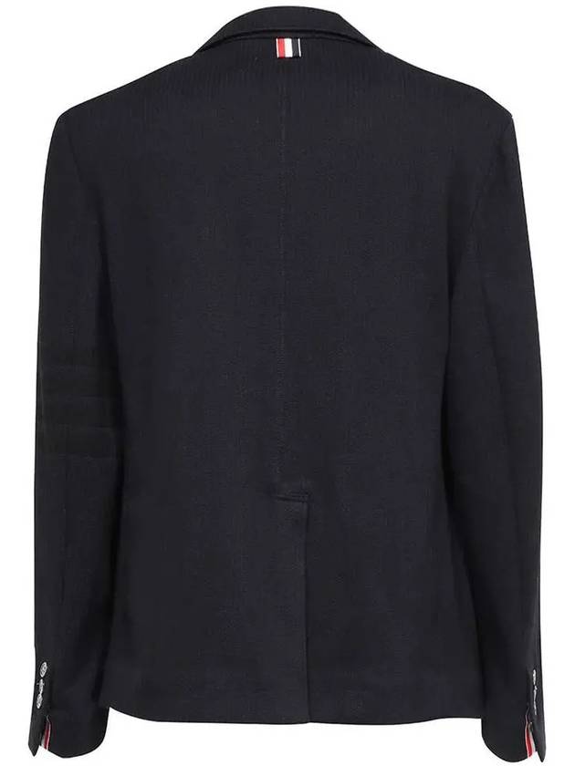 Men's 4 Bar Seesucker Loopback 4 Bar Sack Cardigan Navy - THOM BROWNE - BALAAN 4