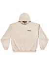 Embroidered Logo Cotton Hoodie Beige - BALENCIAGA - BALAAN 9