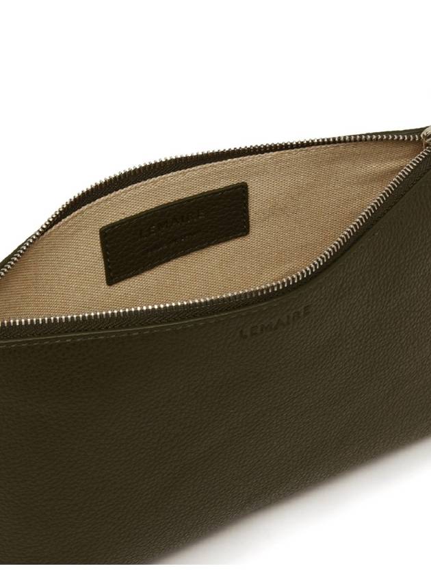 Women's Small Soft Grained Leather Clutch Bag Dark Moss - LEMAIRE - BALAAN 4